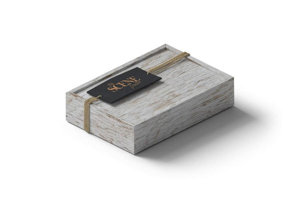 Perspective Sight of Wooden Box Mockup and Label FREE PSD