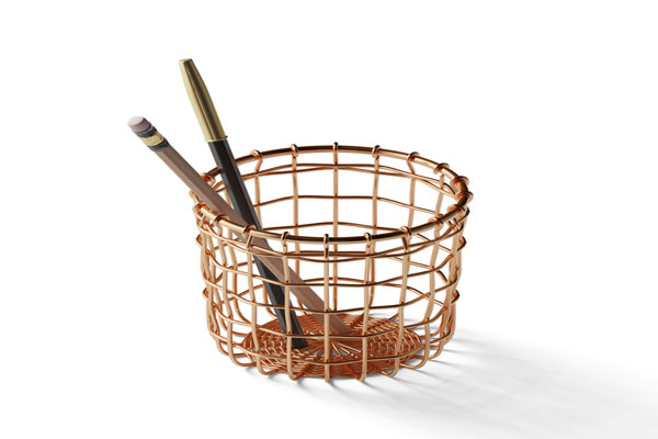 Perspective View of a Metallic Pencil Basket Mockup FREE PSD