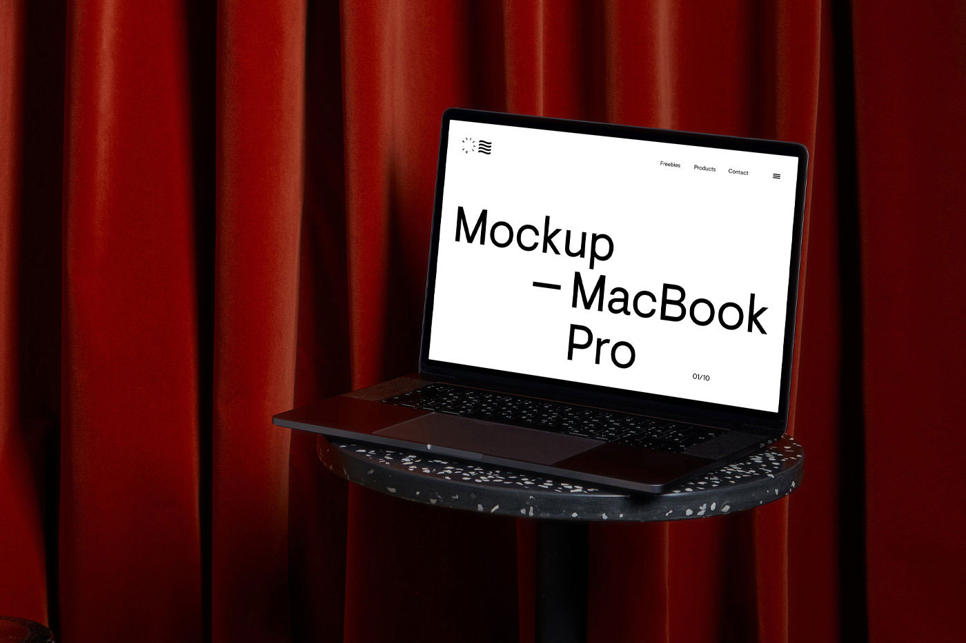 Perspective View of MacBook Pro Mockup on Coffee Table FREE PSD