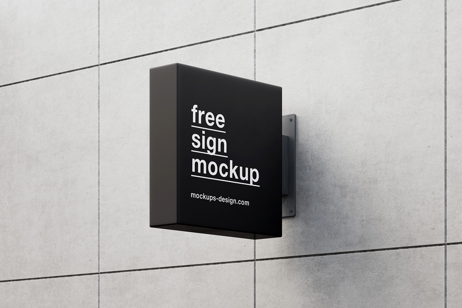 Perspective View of Square Sign Mockup on Building Wall FREE PSD
