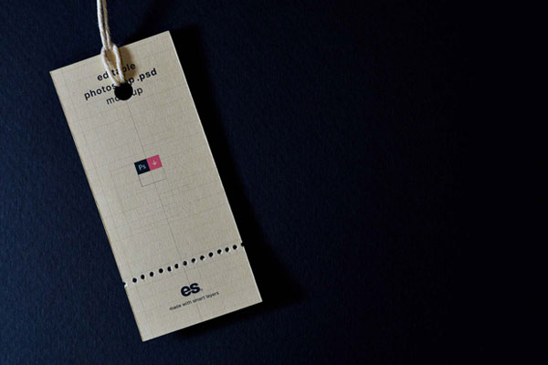 Top View of Vertical Clothing Tag Mockup FREE PSD