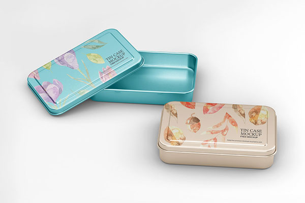 Front Sight of 2 Tin Cases Mockup FREE PSD
