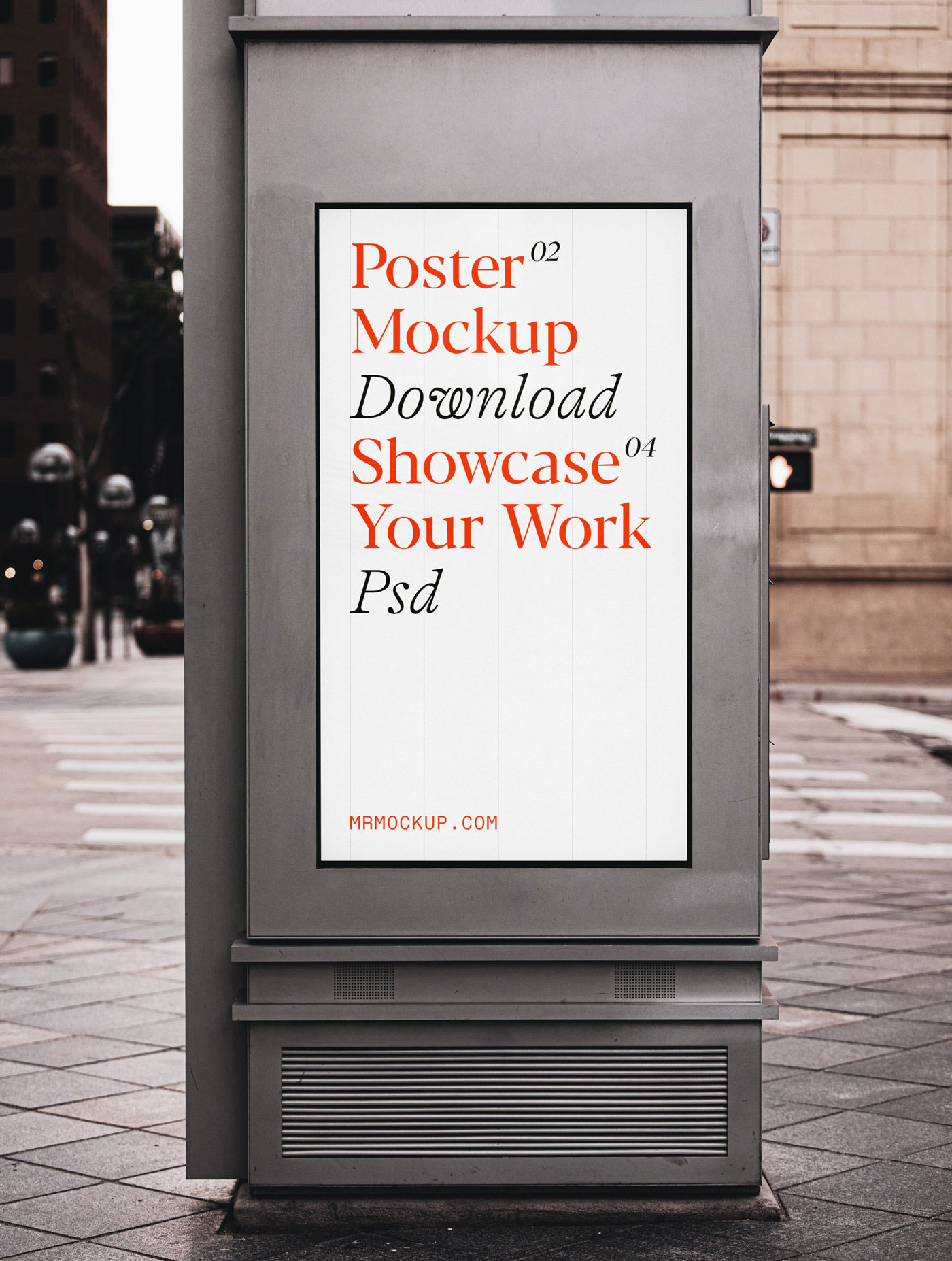 Front View of Vertical Outdoor Poster Mockup FREE PSD