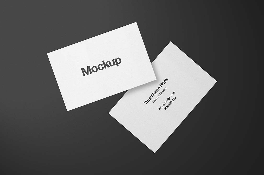 2 Floating Business Cards Mockup in Front View FREE PSD