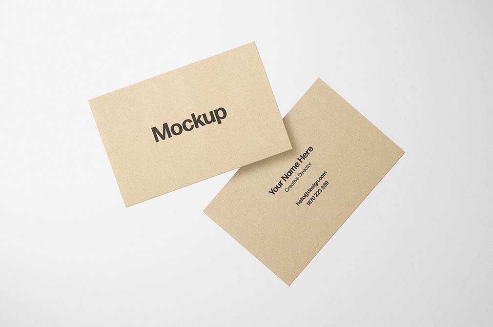 2 Floating Business Cards Mockup in Front View FREE PSD