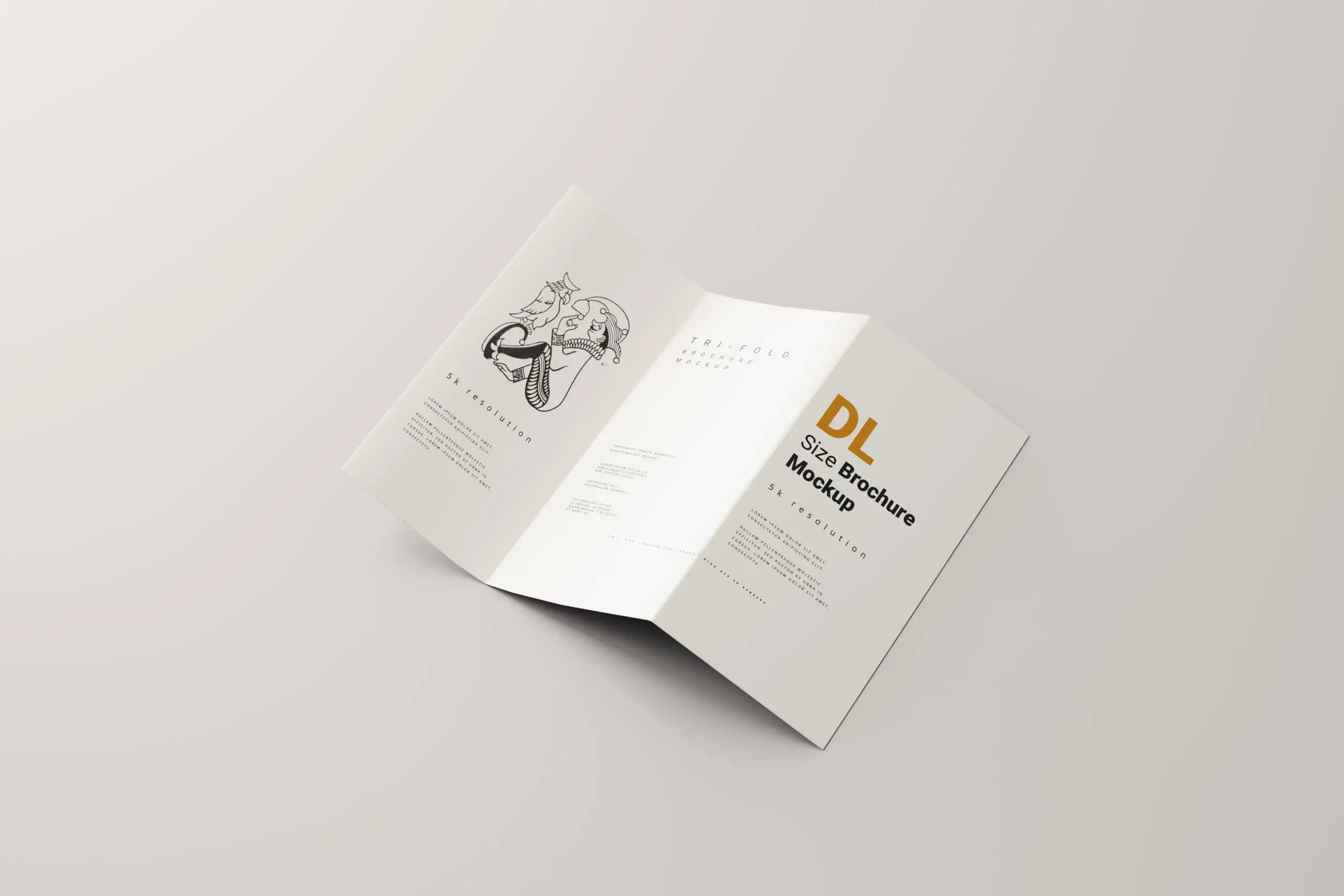 3 DL Size Tri Fold Brochures Mockups in Varied Views FREE PSD