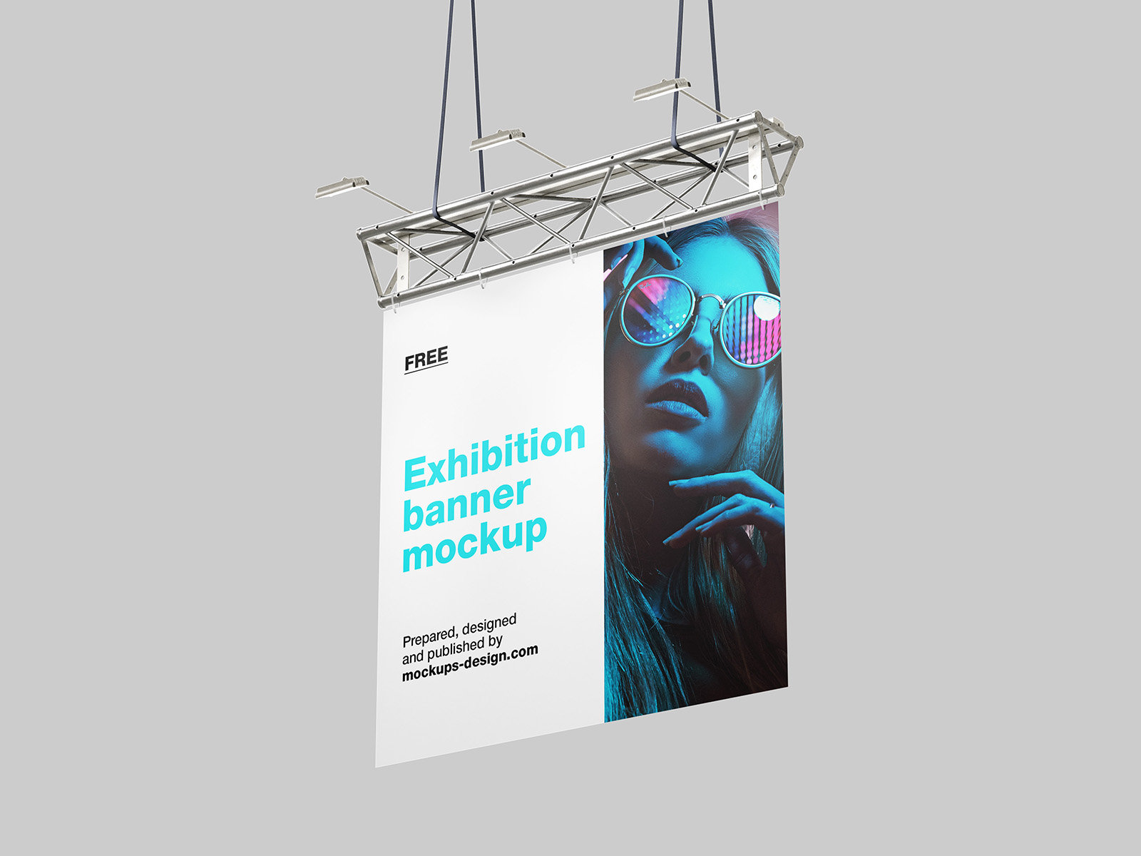 3 Hanging Exhibition Banner Mockups in Perspective Sights FREE PSD