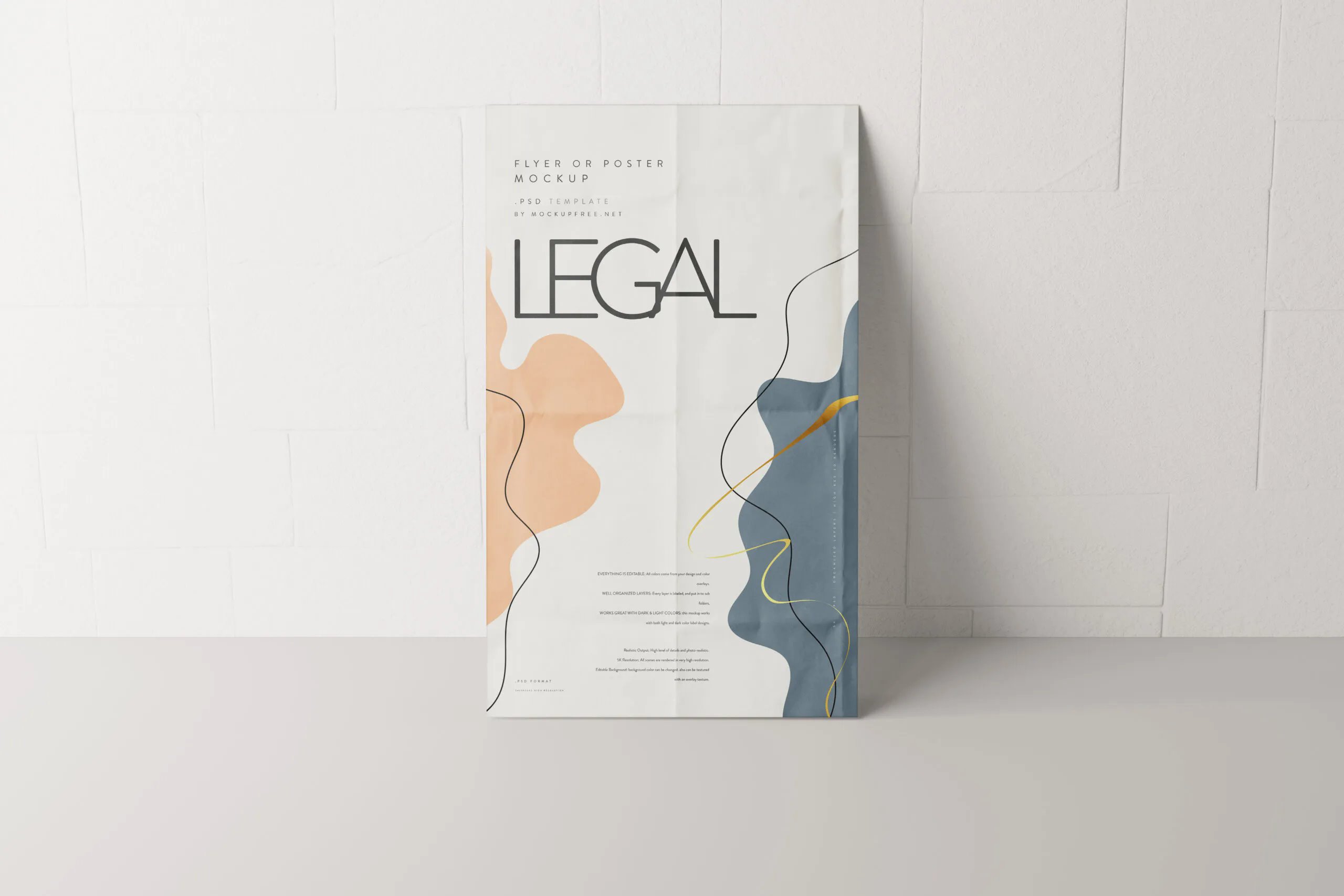 5 Legal Size Flyer / Poster Mockups in Front View FREE PSD