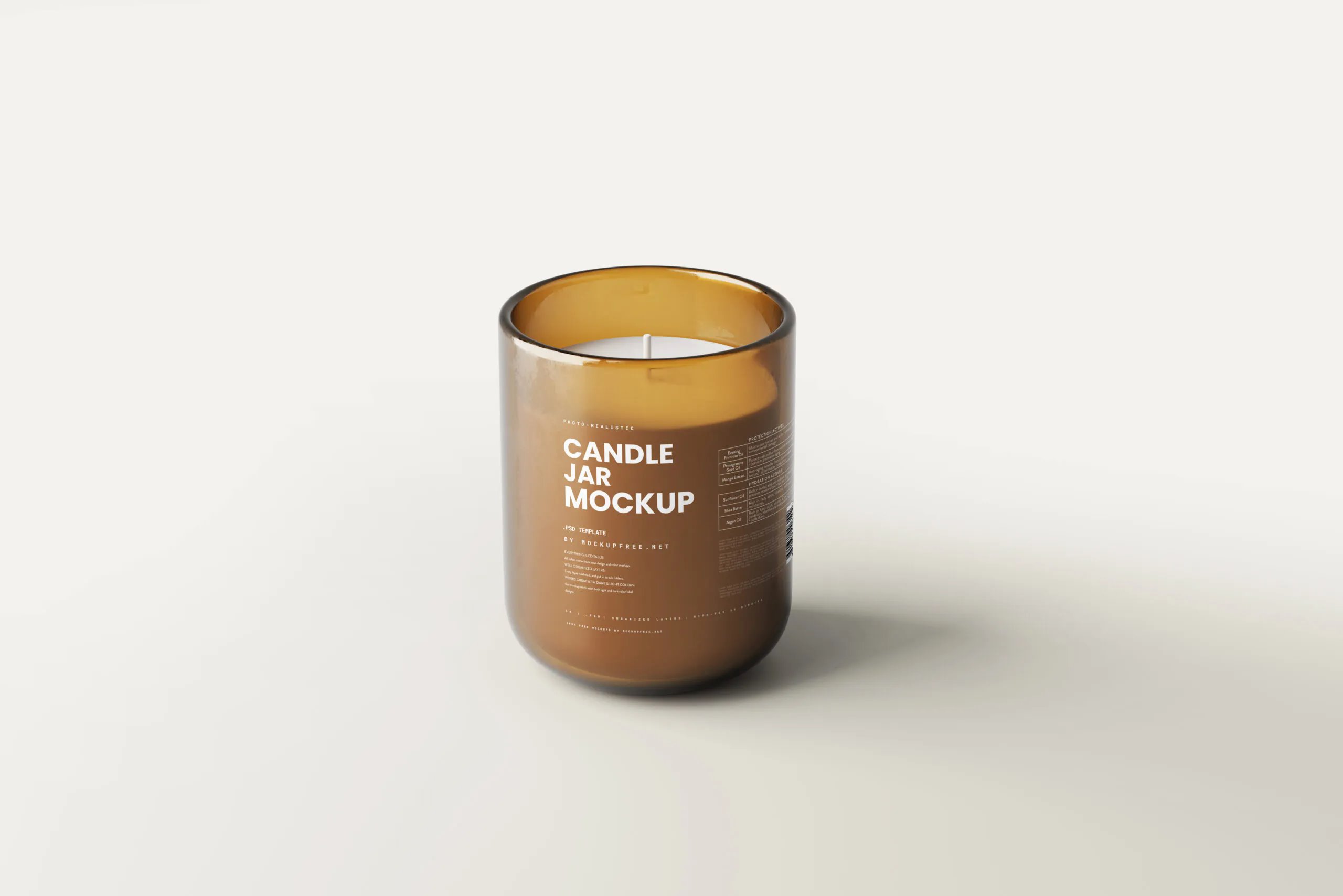 5 Shots of Amber Glass Candle Jar Mockup FREE PSD