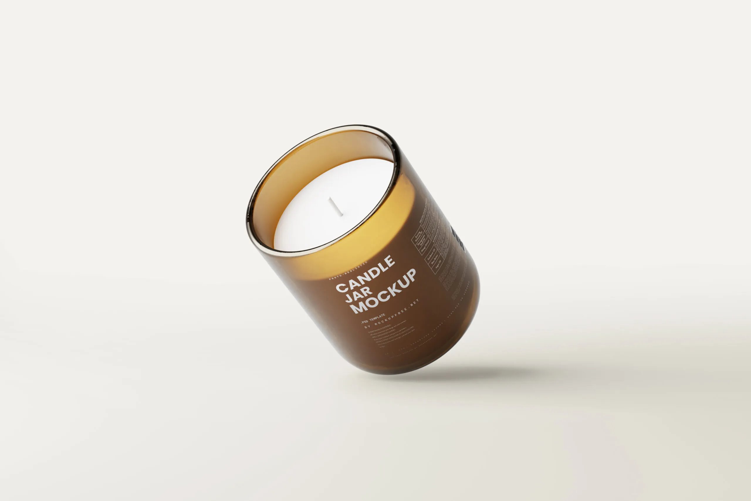 5 Shots of Amber Glass Candle Jar Mockup FREE PSD