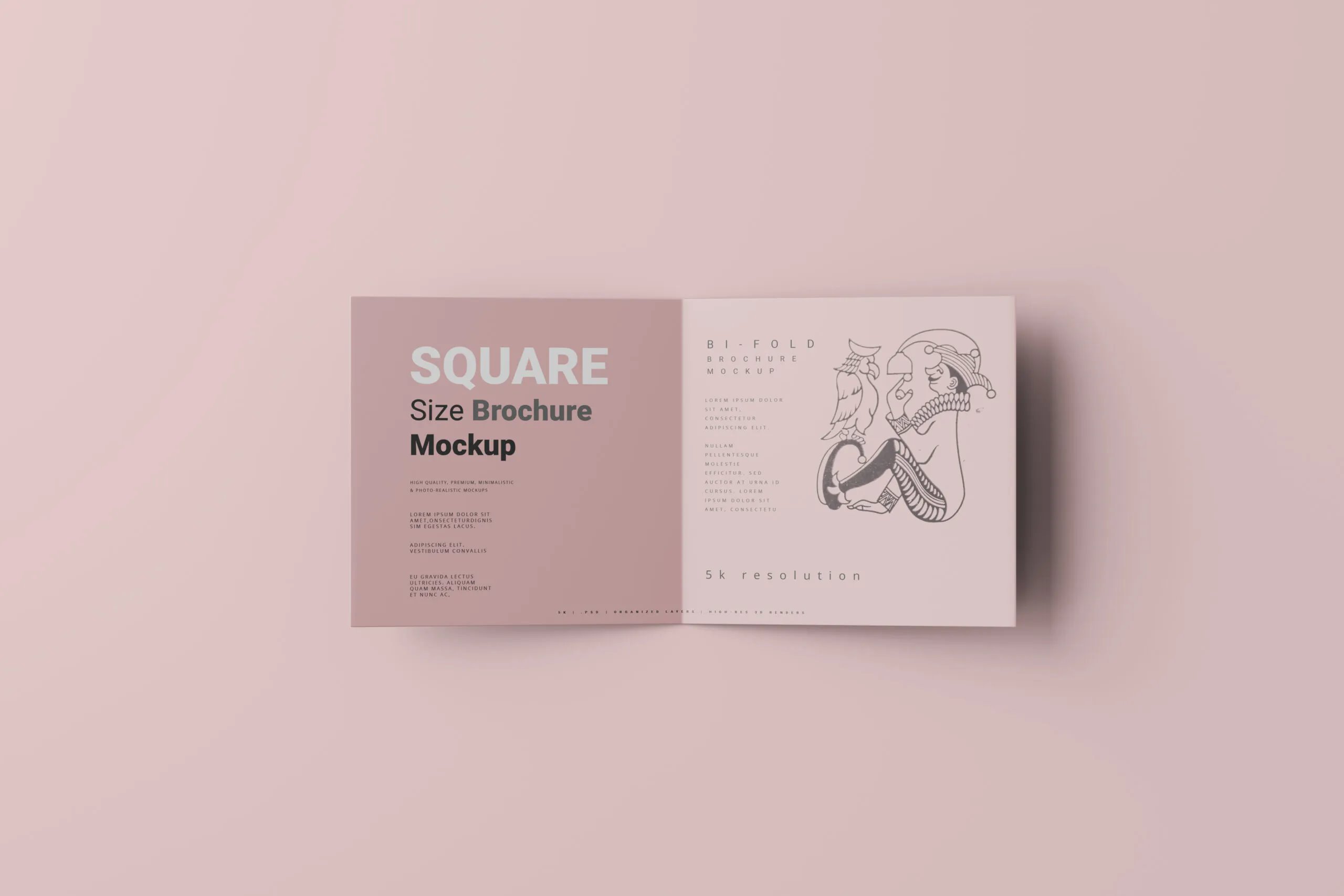 5 Square Bi Fold Brochures Mockups in Various Sights FREE PSD