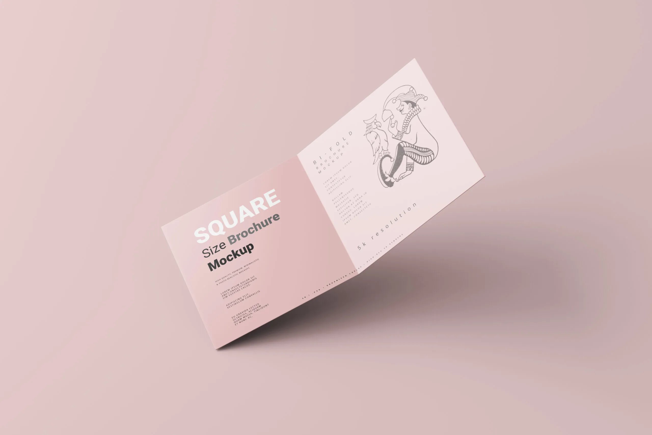 5 Square Bi Fold Brochures Mockups in Various Sights FREE PSD