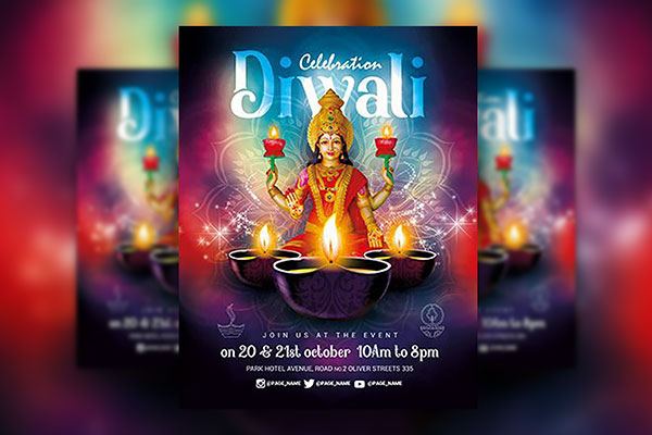 Bright Colorful Diwali Flyer Template FREE PSD