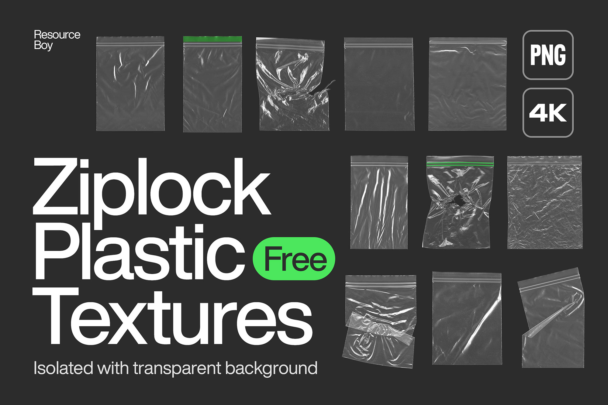 50 Ziplock Plastic Bag Textures (JPG and PNG Transparent)