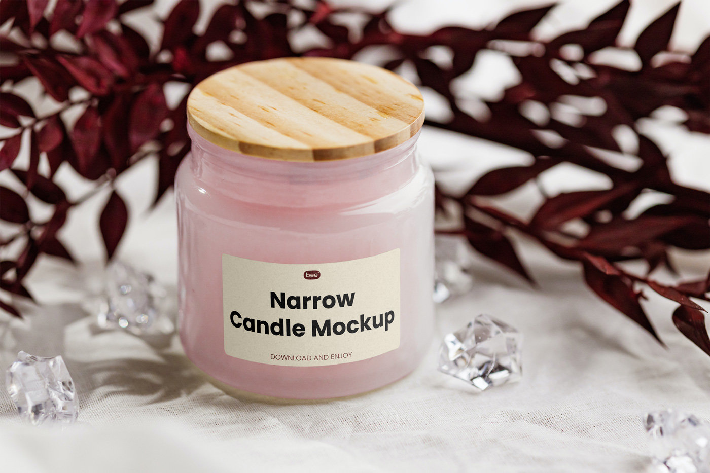 Front Sight of Candle Mockup with Wooden Cover FREE PSD