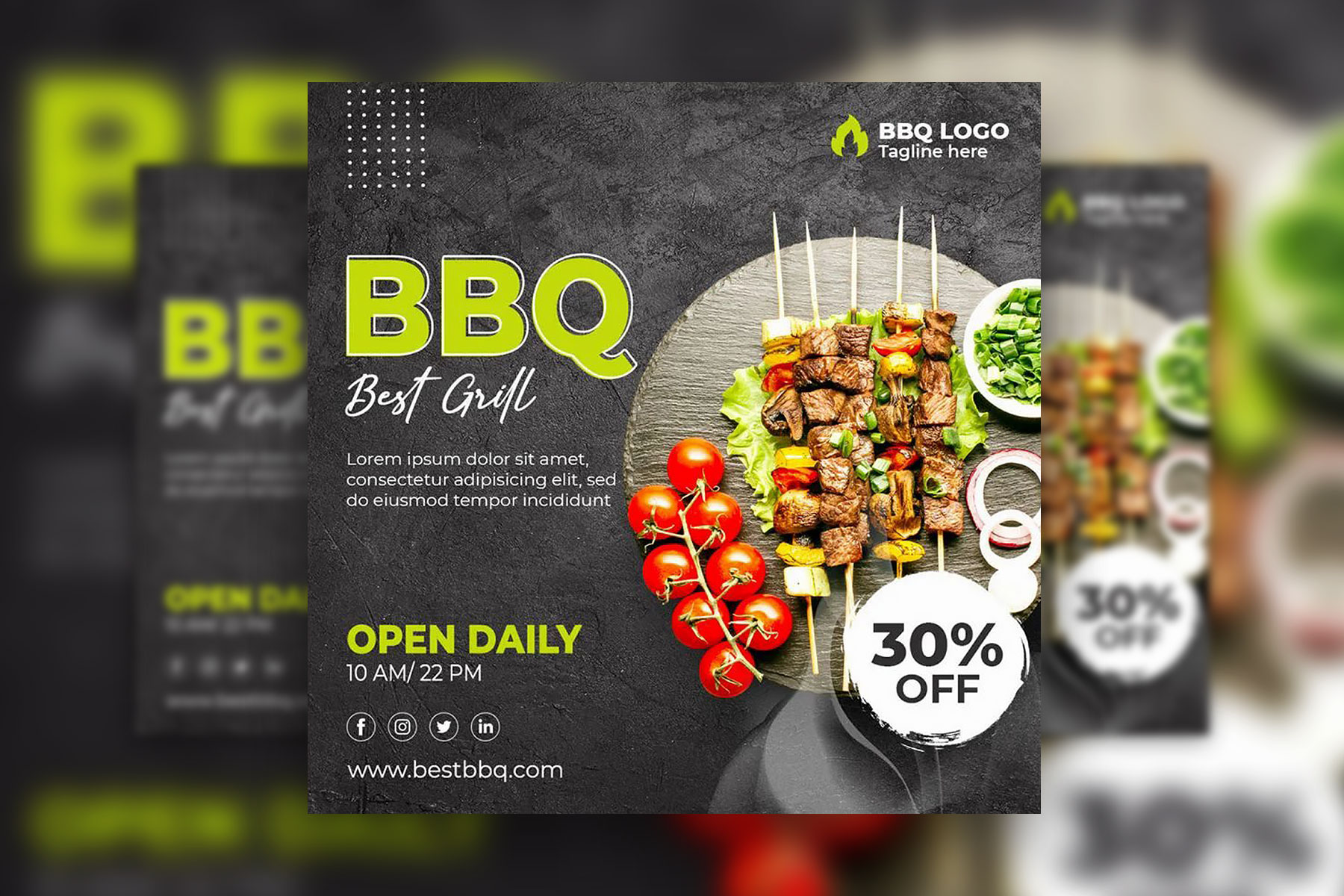 Grunge BBQ Restaurant Flyer / Instagram Post Template Free Download ...