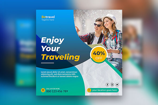 Infographic Modern Travelling Offer Instagram Post Template FREE PSD