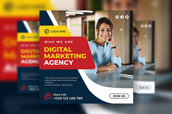 Minimal Colorful Digital Marketing Agency Instagram Post Template FREE PSD