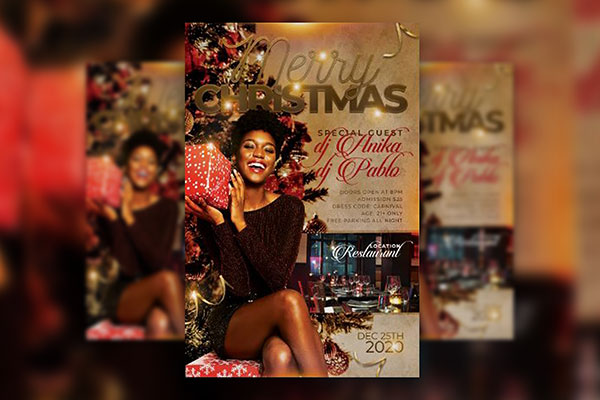 Modern Christmas Event Poster Template FREE PSD