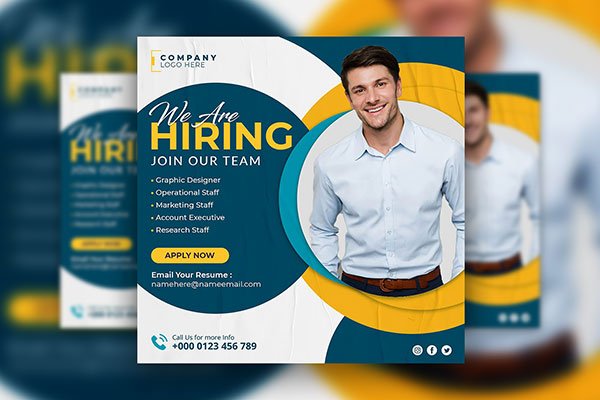 Modern Geometric Job Hiring Flyer / Instagram Post Template Free ...