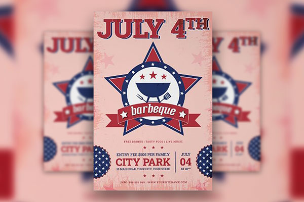 Pink, Thematic Independence Day Poster Template FREE PSD