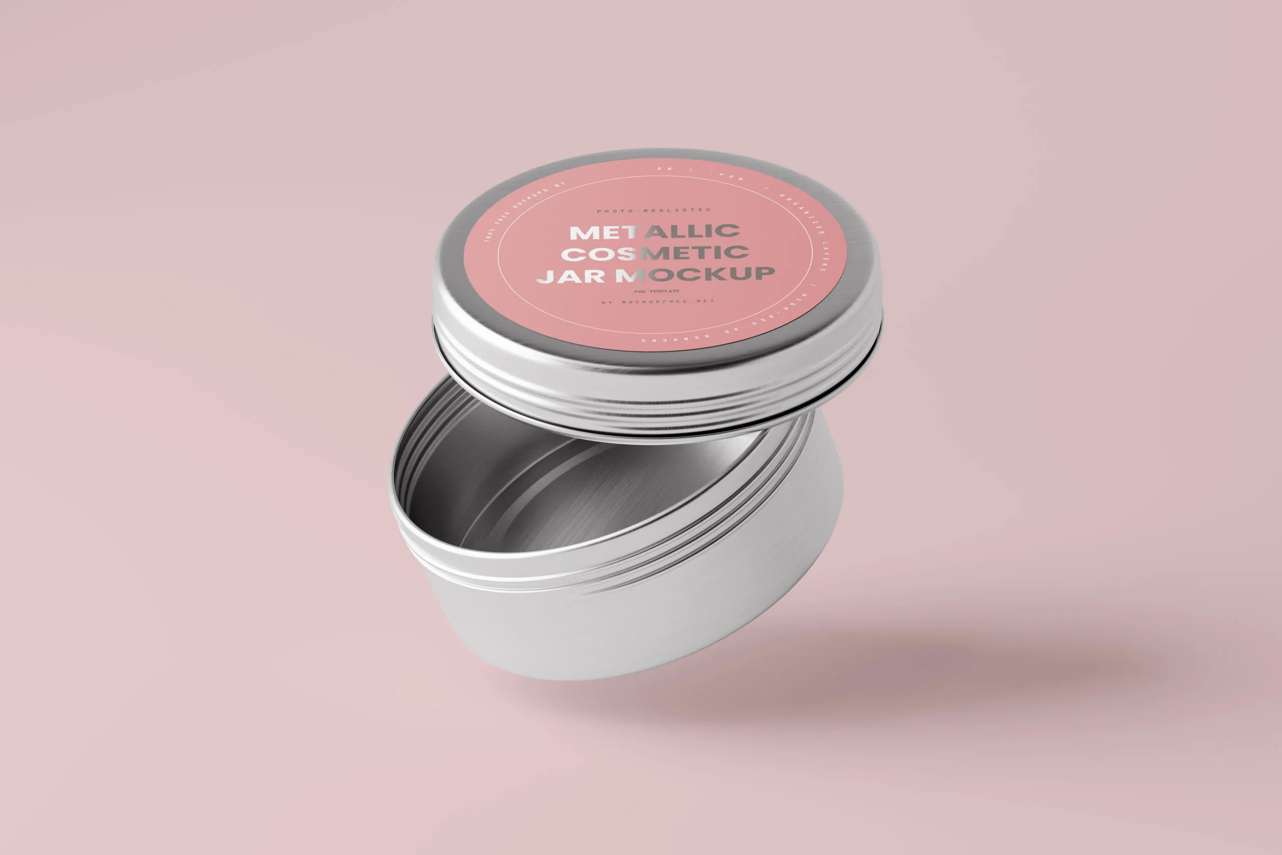 10 Flat Metallic Jar Mockups with Label in Varied Sights FREE PSD