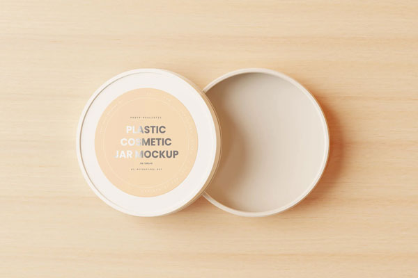 10 Mockups of Flat Plastic Cosmetic Jar with Label FREE PSD