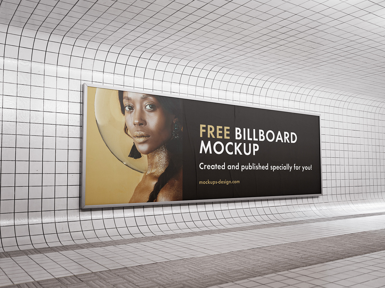 2 Billboard Mockups Hanged on Subway Wall in Varied Views FREE PSD