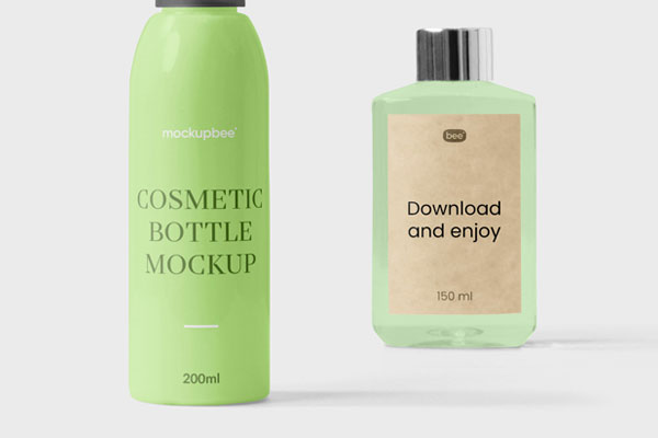 2 Cosmetic Bottles Mockups in Front Sight FREE PSD