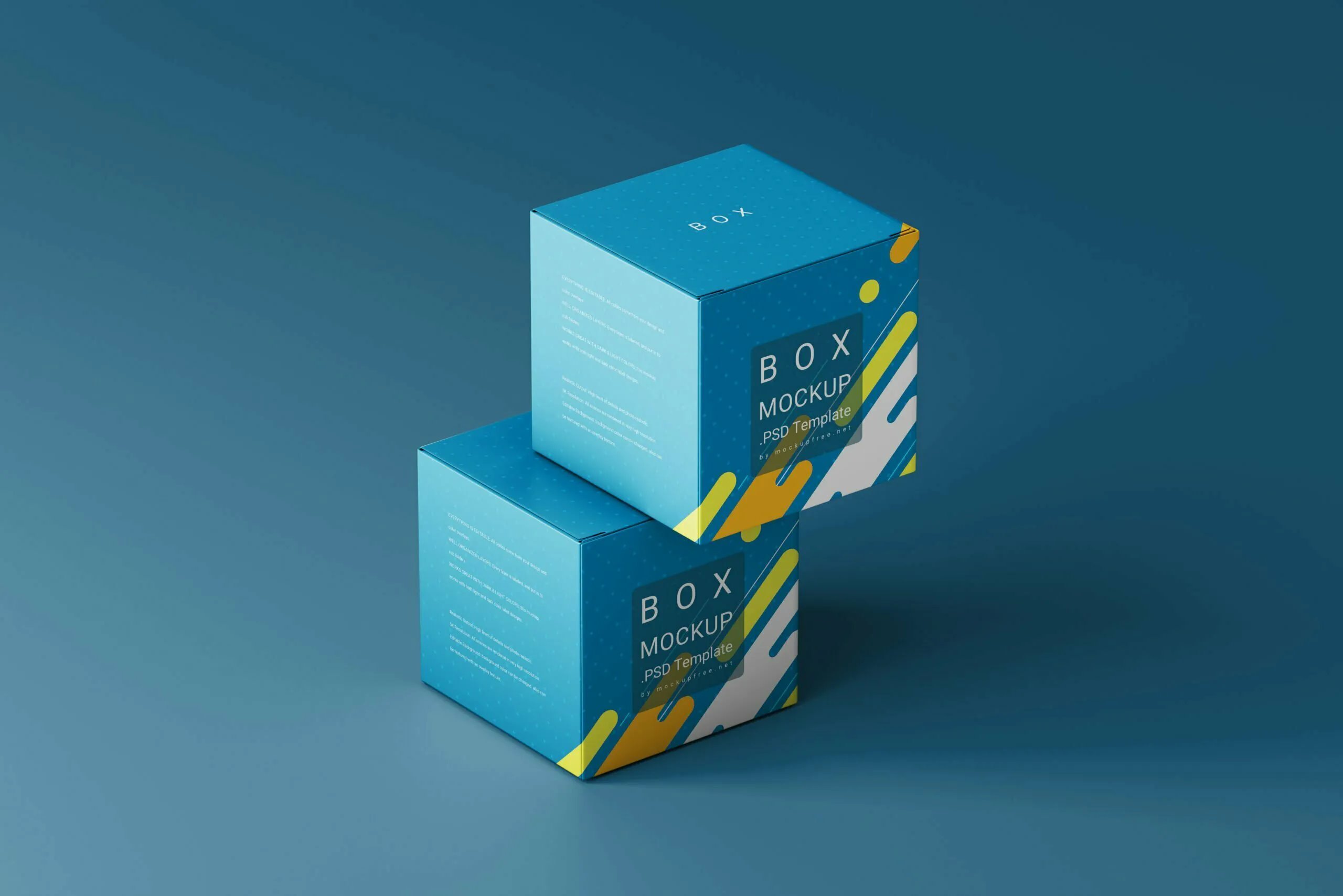 2 Square Boxes Mockups Perspective View FREE PSD