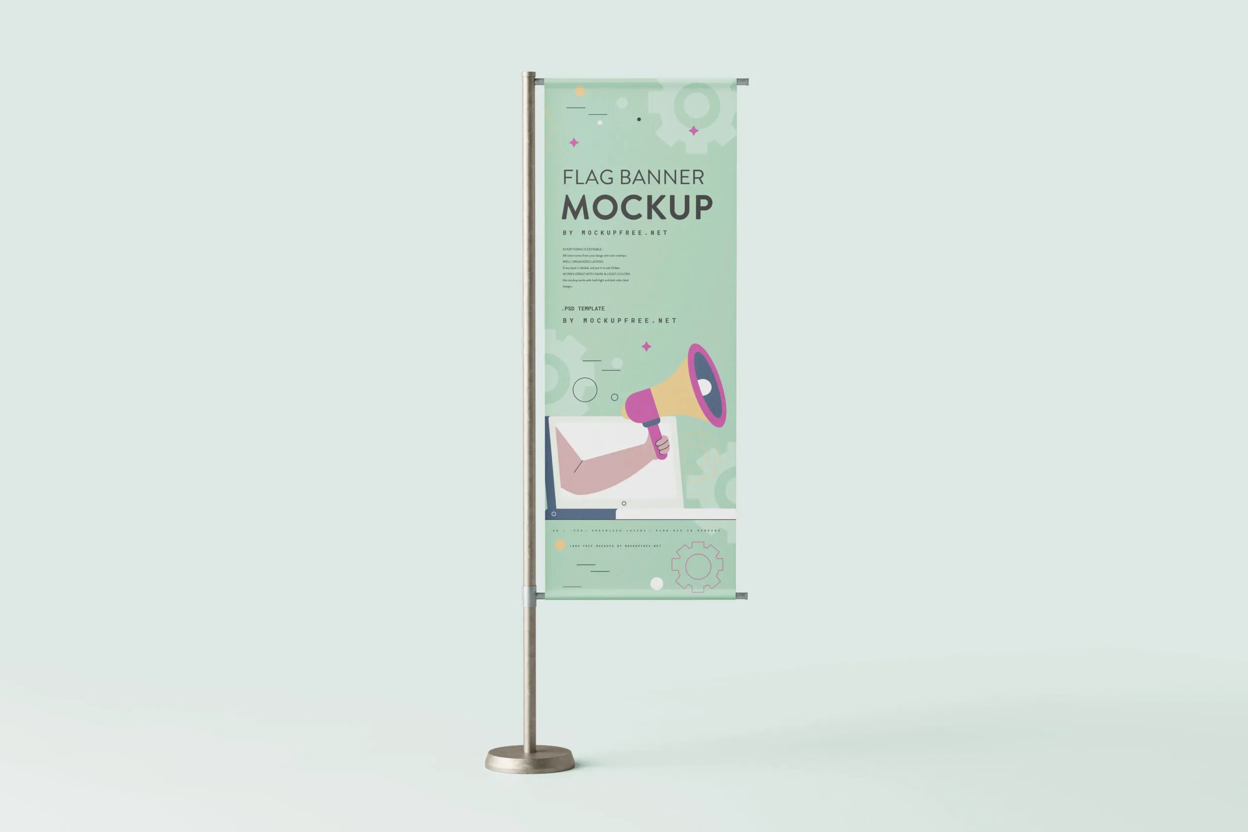 3 Flag Banners Mockups in Varied Visions FREE PSD
