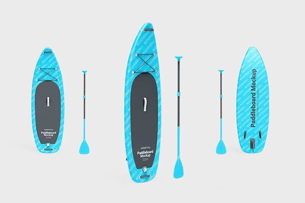3 Paddleboard Mockups in Varied Views FREE PSD