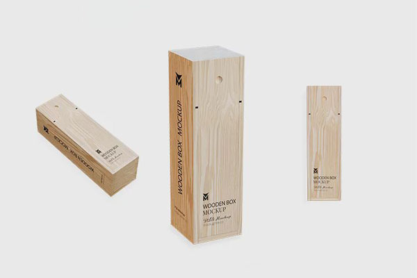 3 Wooden Box Mockups in Different Sights FREE PSD