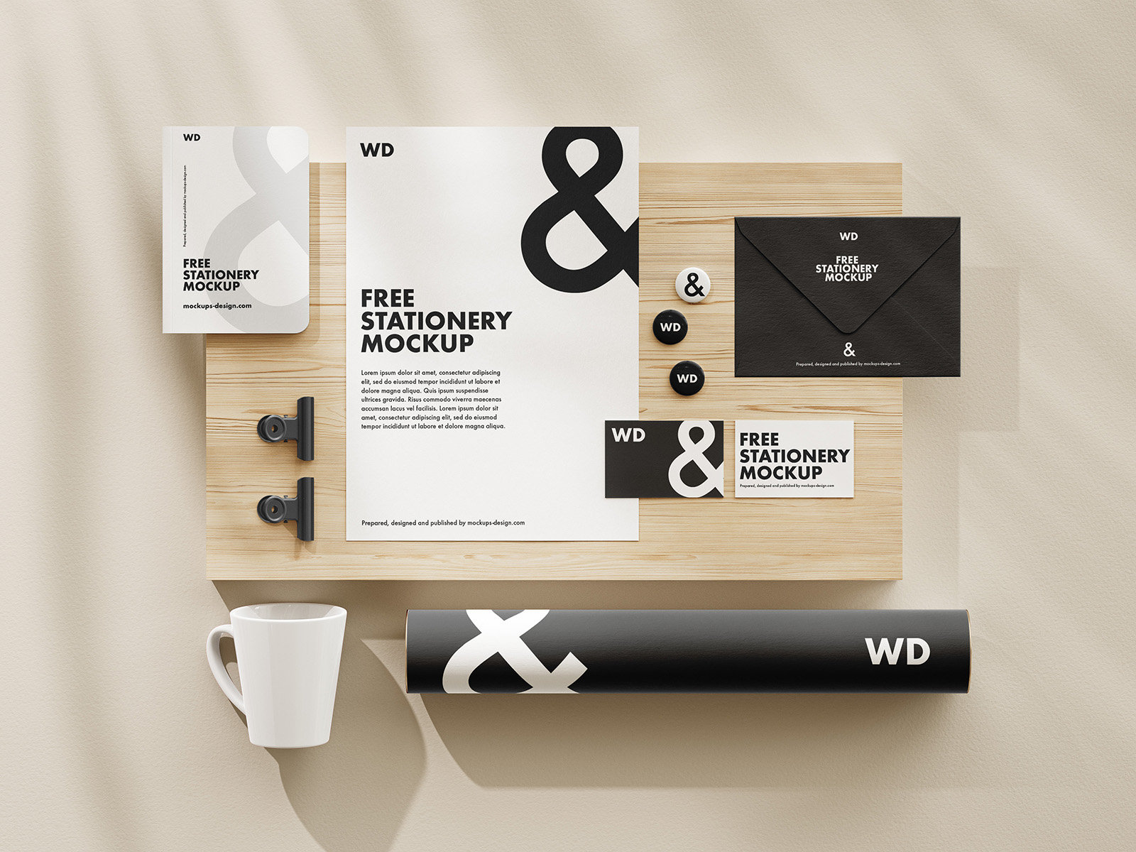 4 Stationery Mockups in Different Visions FREE PSD