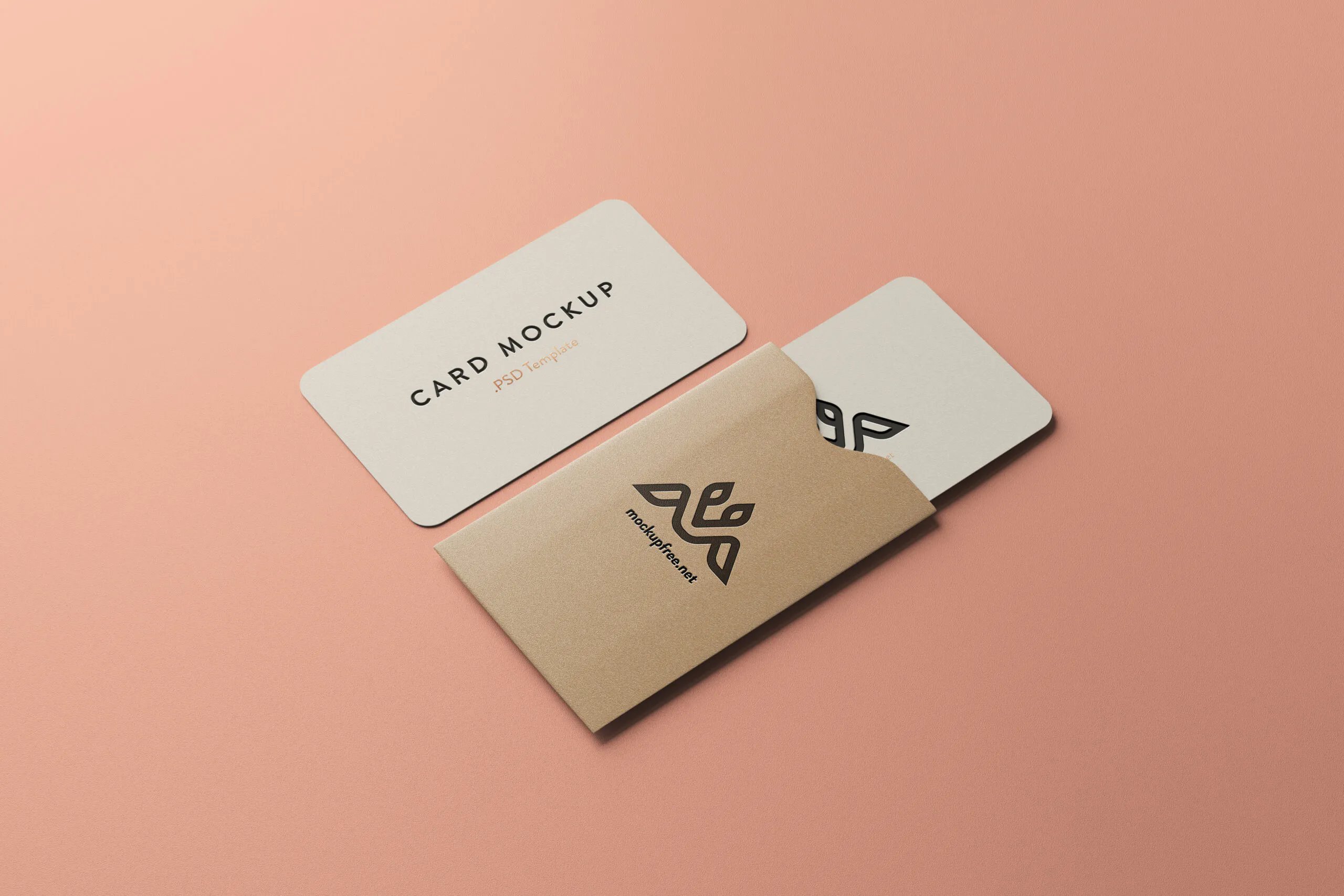 5 Business Card Mockups with Sleeve Cover in Various Sights FREE PSD