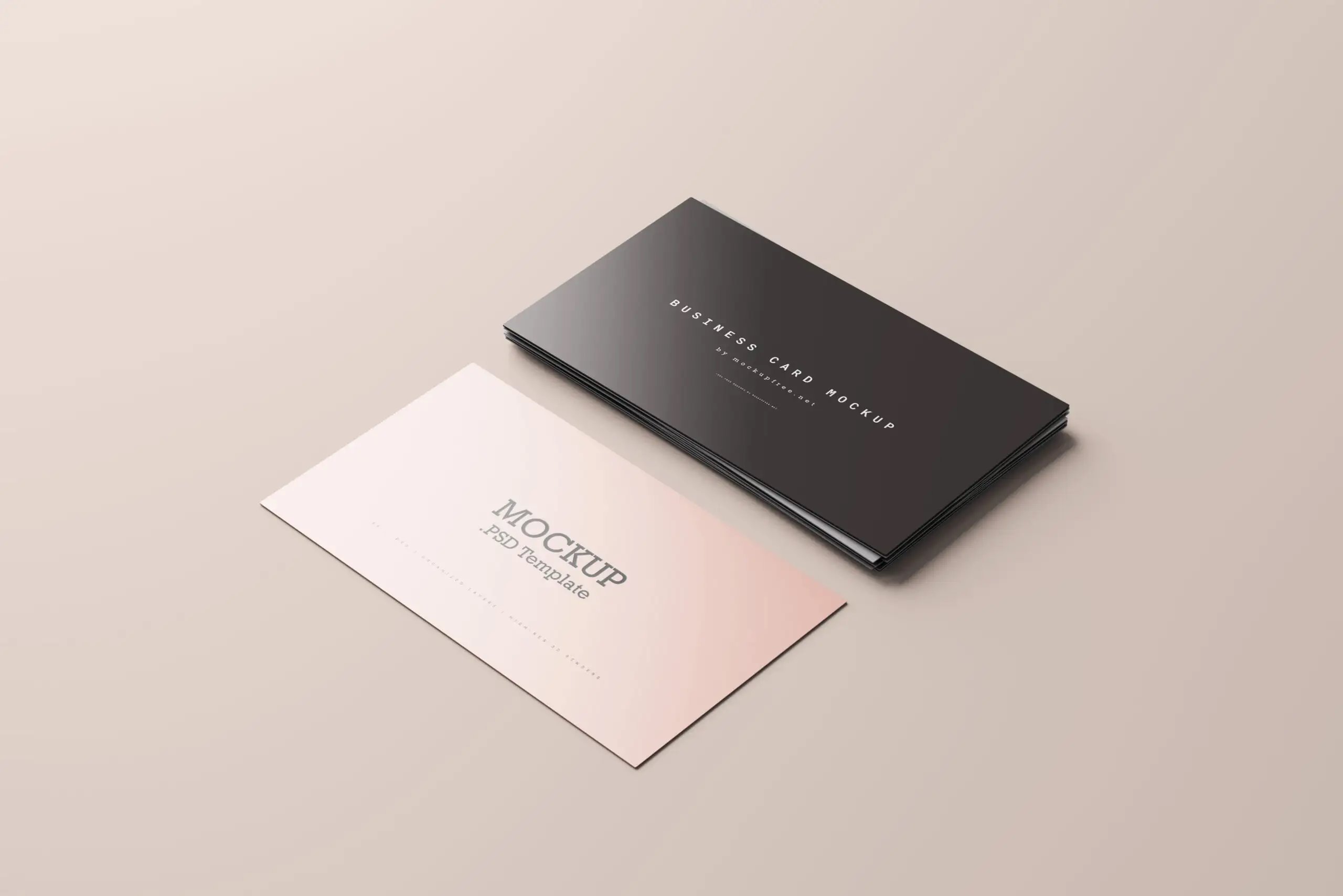 5 Business Card Stack Mockups in Perspective View FREE PSD