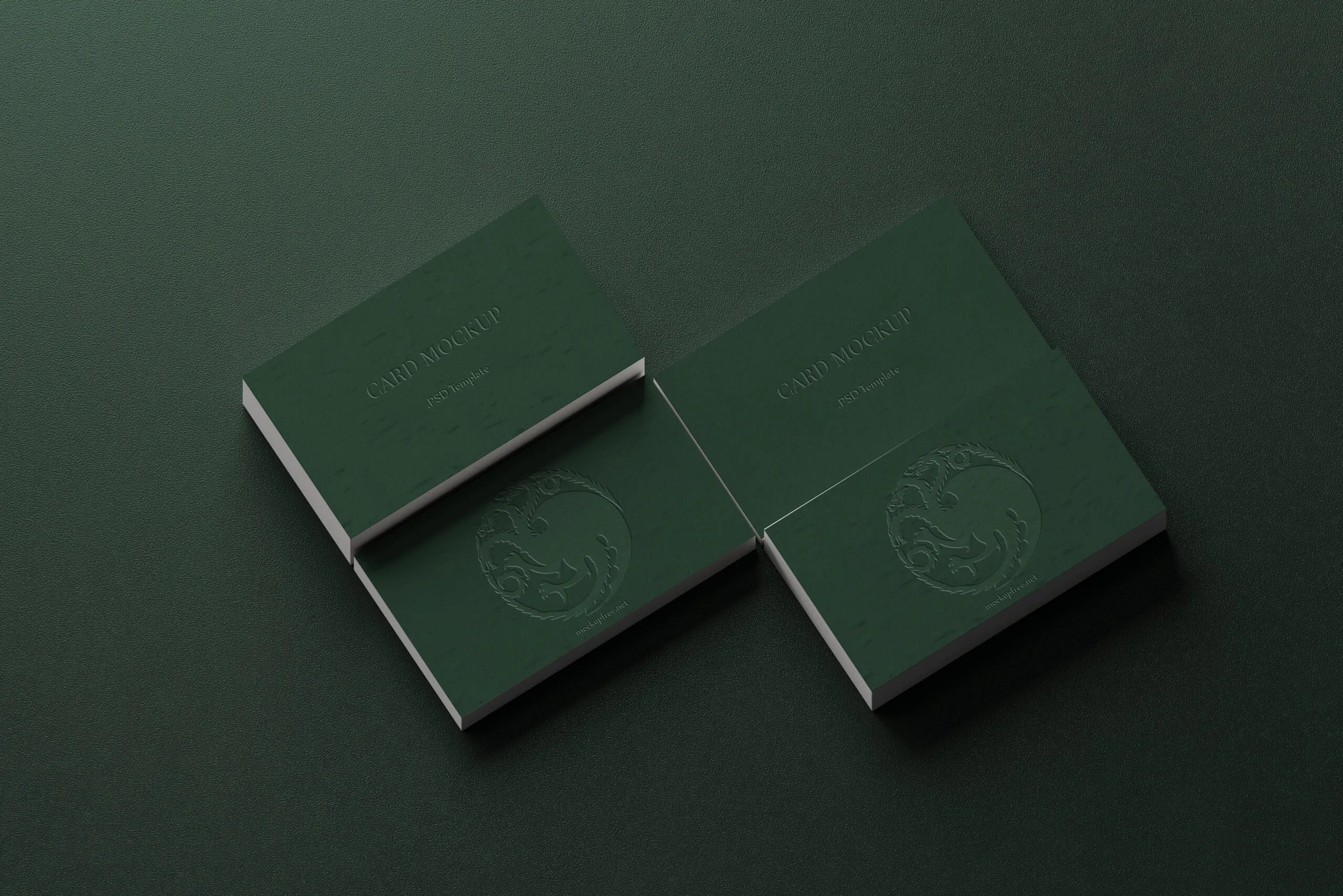 5 Business Cards Mockups with Embossed Text Effect in Varied Views FREE PSD