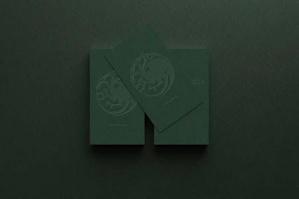 5 Business Cards Mockups with Embossed Text Effect in Varied Views FREE PSD