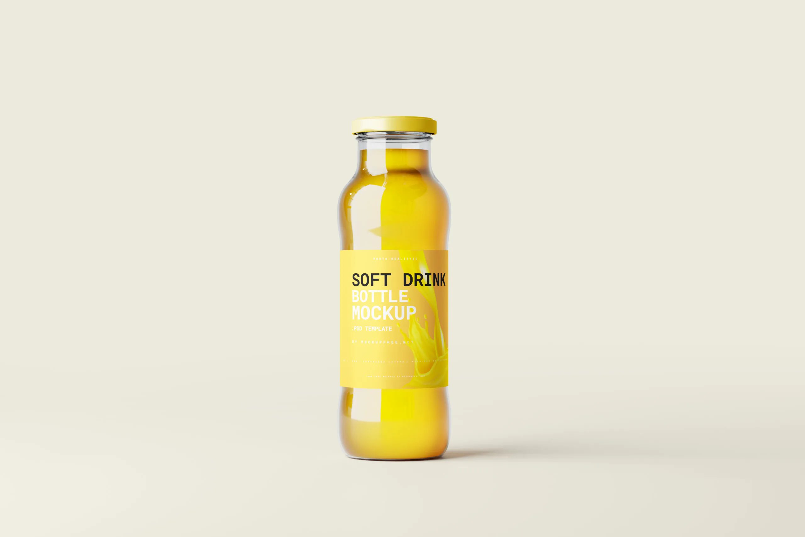 Clear Glass Bottle with Orange Juice Mockup - Free Download Images