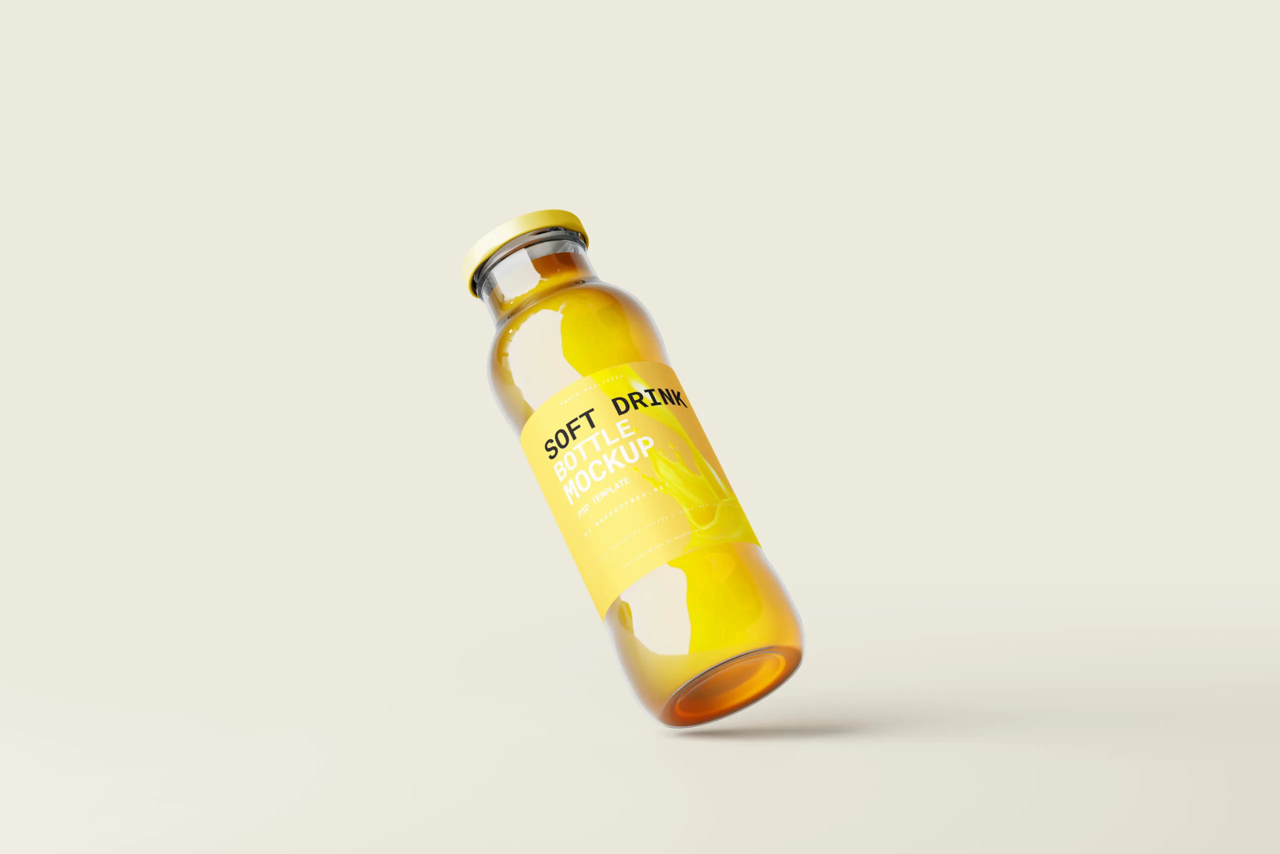 5 Clear Glass Soft Drink Bottle Mockups in Varied Views FREE PSD