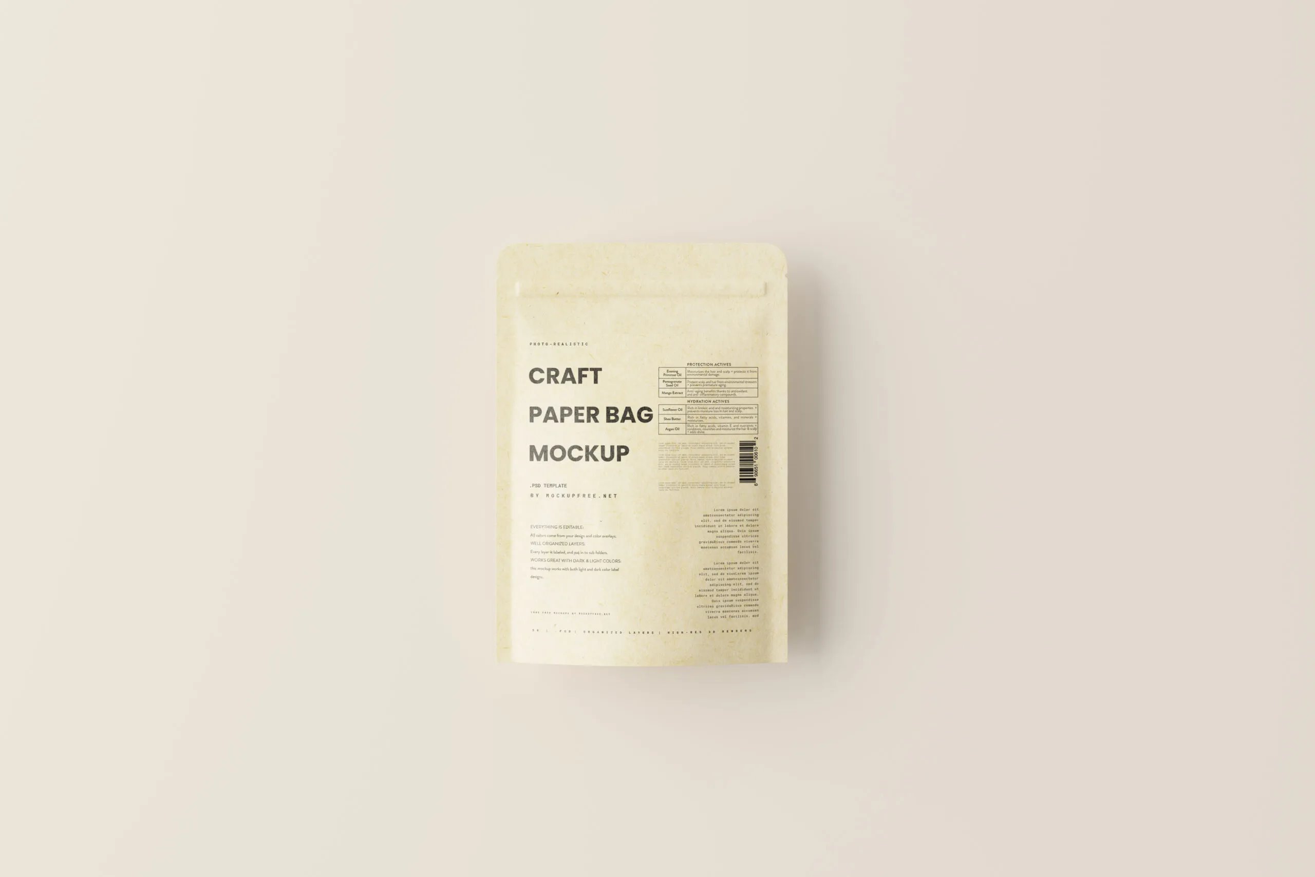5 Craft Paper Bags Mockups in Varied Sights FREE PSD