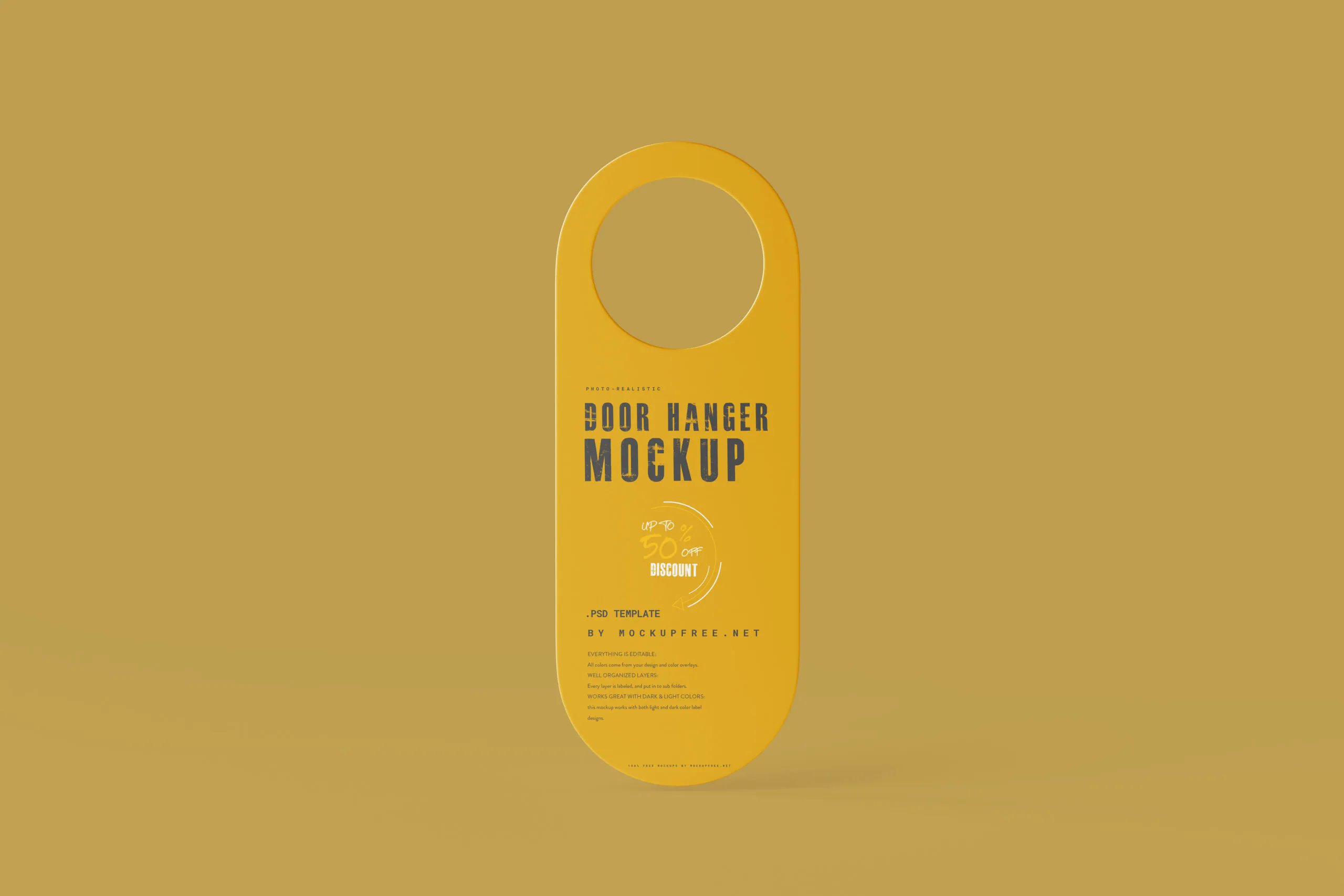 5 Door Hanger Mockups in Front and Perspective Sights FREE PSD