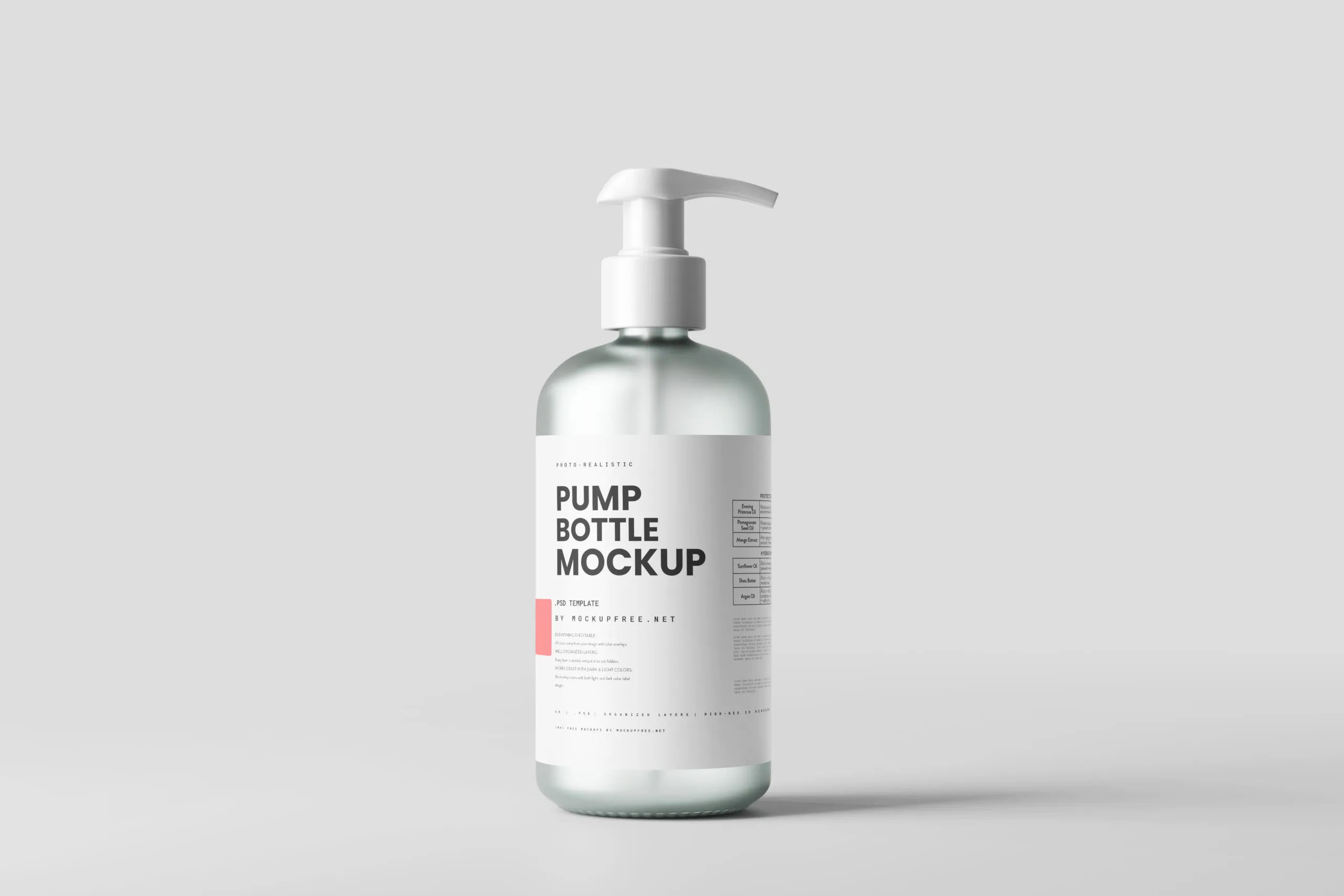 5 Frosted Glass Pump Bottle Mockups in Varied Sights FREE PSD