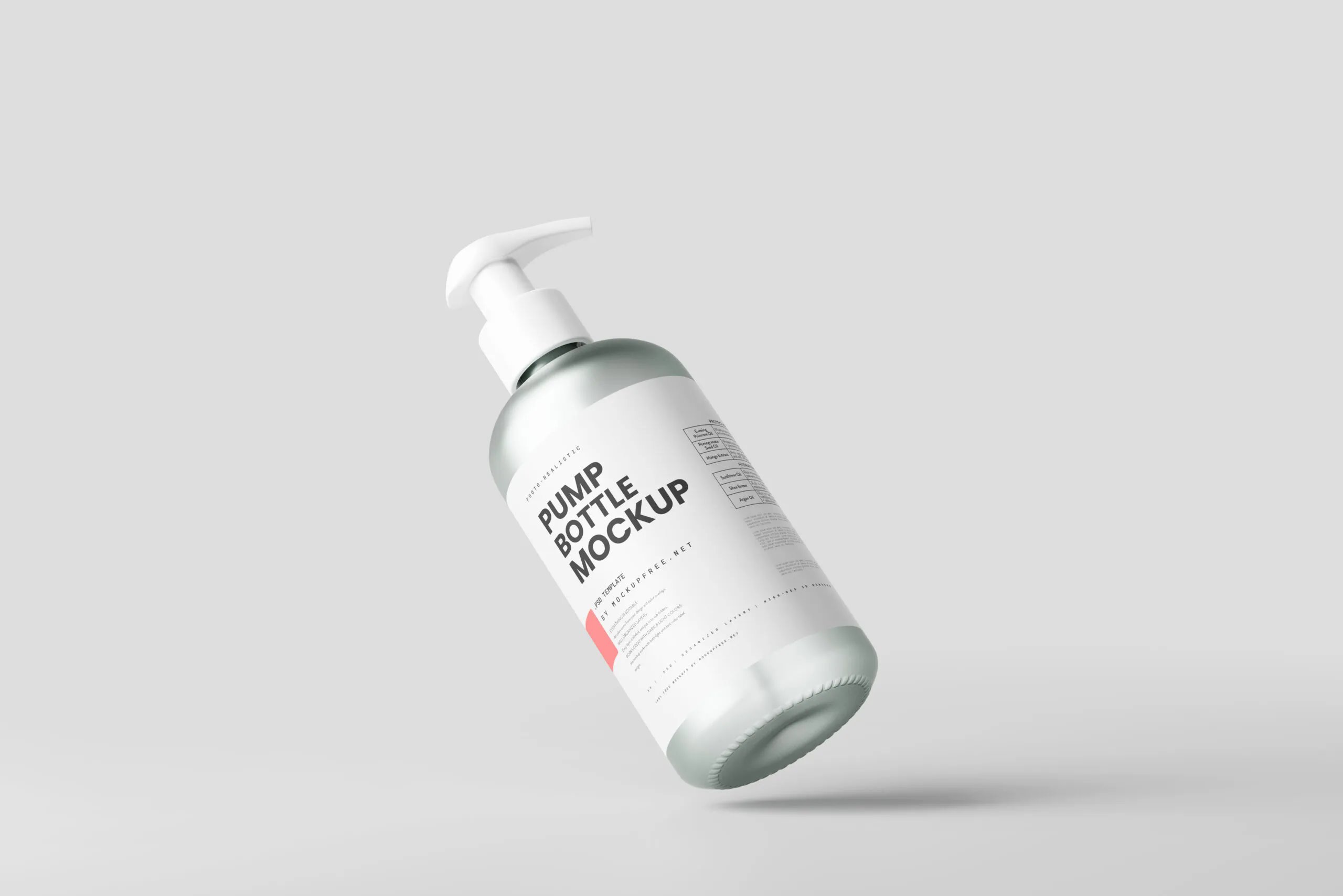 5 Frosted Glass Pump Bottle Mockups in Varied Sights FREE PSD
