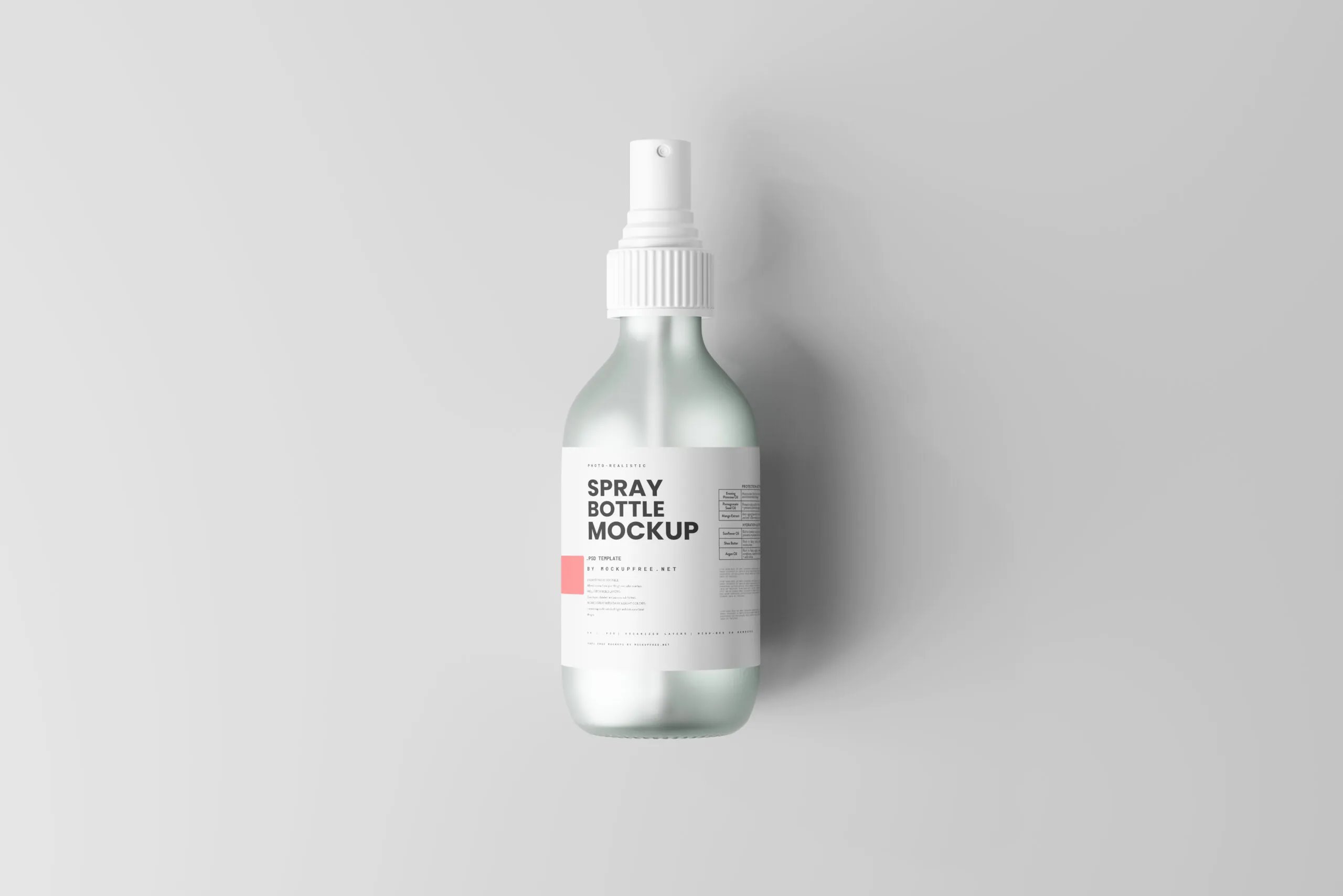 5 Frosted Glass Spray Bottle Mockups in Varied Visions FREE PSD