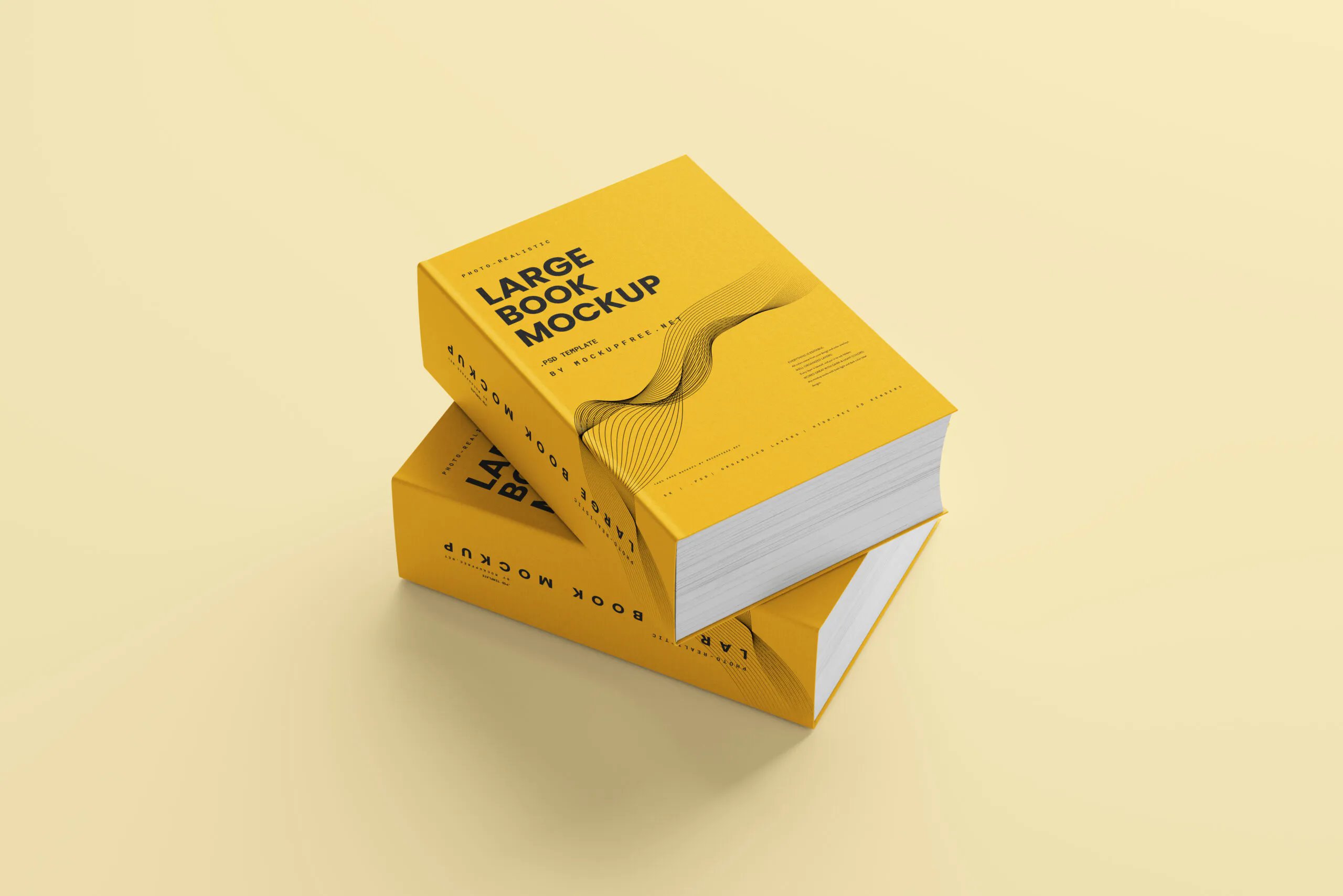 5 Large Hard Cover Books Mockups in Varied Visions FREE PSD