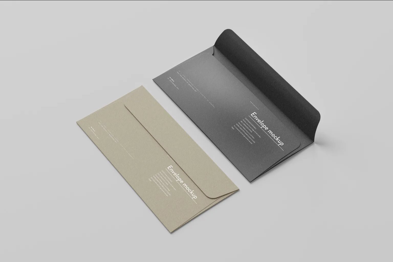 5 Long Corporate Envelopes Mockups in Perspective and Top Visions FREE PSD