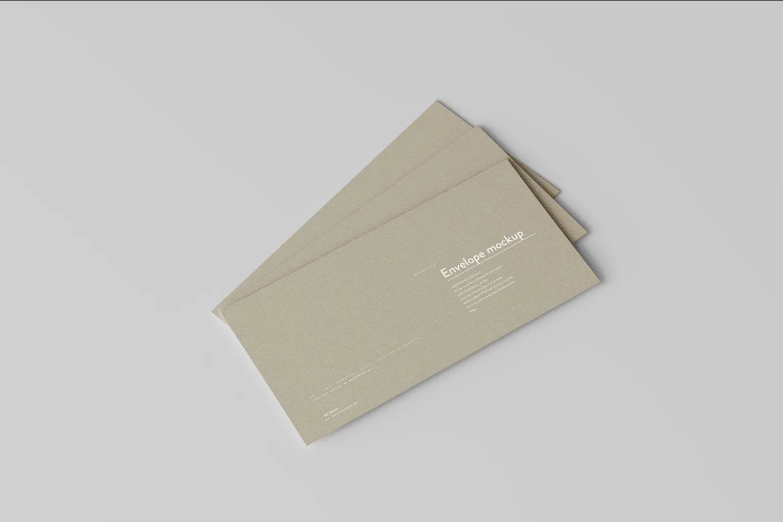 5 Long Corporate Envelopes Mockups in Perspective and Top Visions FREE PSD