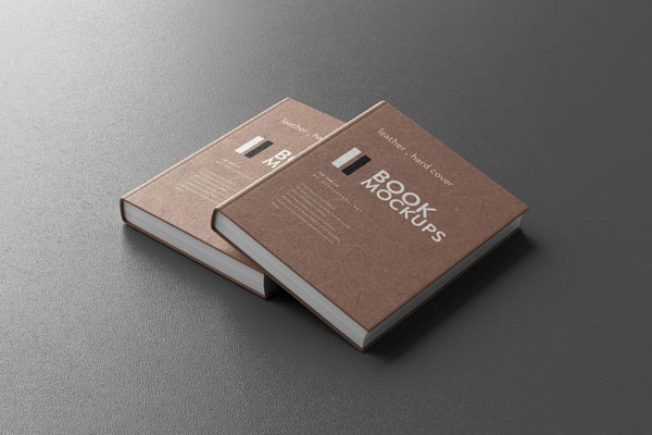 5 Mockups of Leather Hard Cover Books in Different Sights FREE PSD