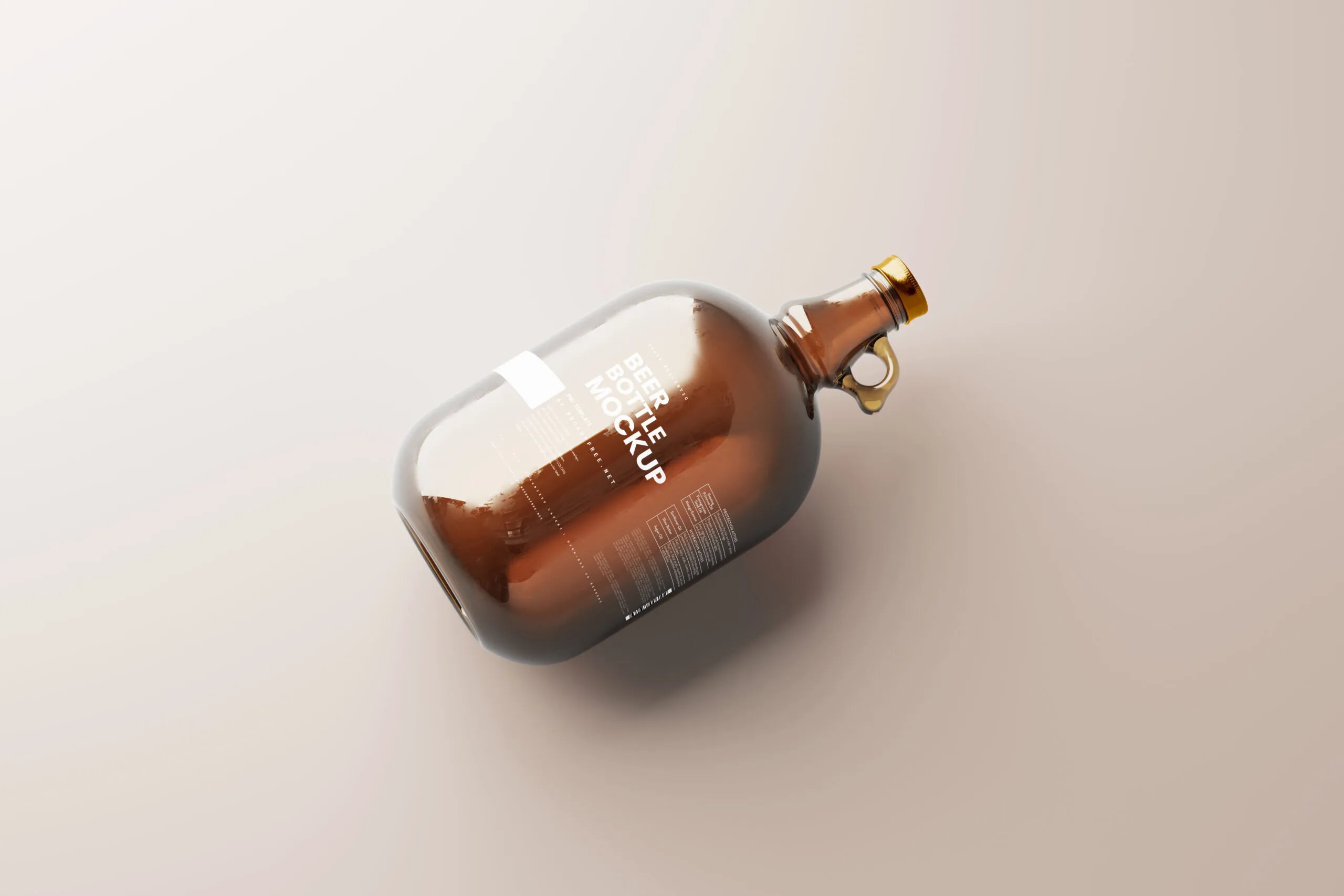 5 Shots of Amber Glass Beer Bottle Mockup with Handle FREE PSD